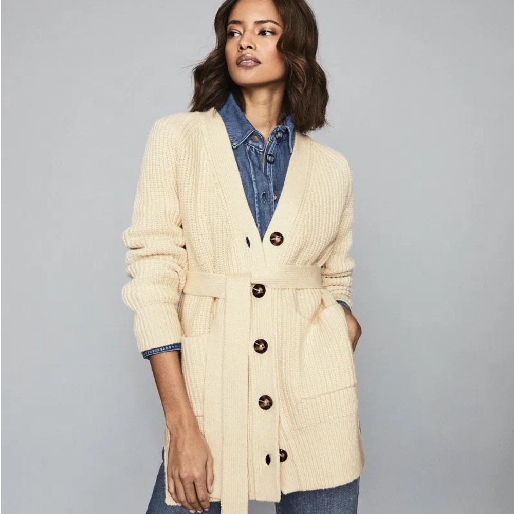 Reiss Women's Cream Cardigan Sweater